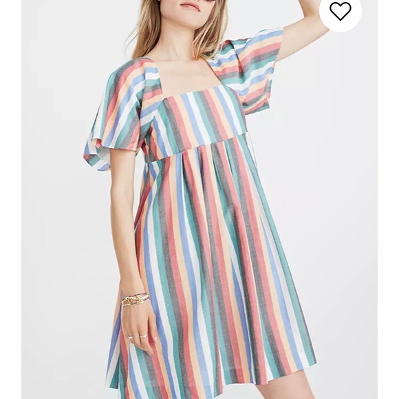 Madewell Square Neck Mini Dress in Festival Stripe - Picture 2 of 10